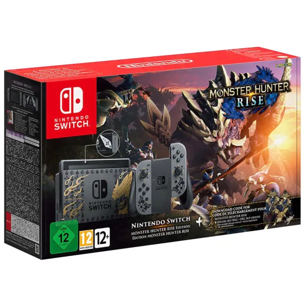 Nintendo Switch Особое издание Monster Hunter Rise, серый, Monster Hunter Rise + DLC Deluxe Kit + бонусный контент