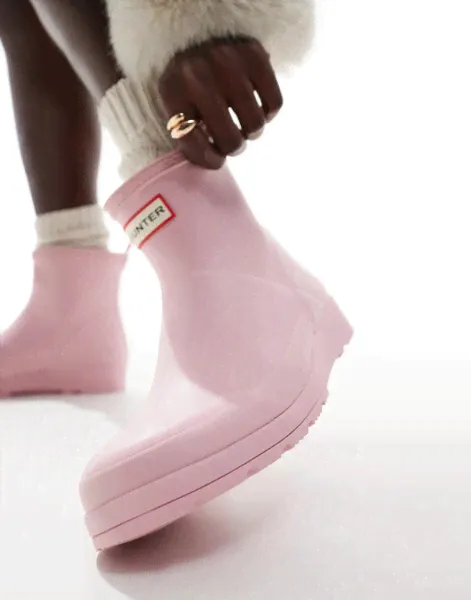 Hunter short playboot wellington in pink-2